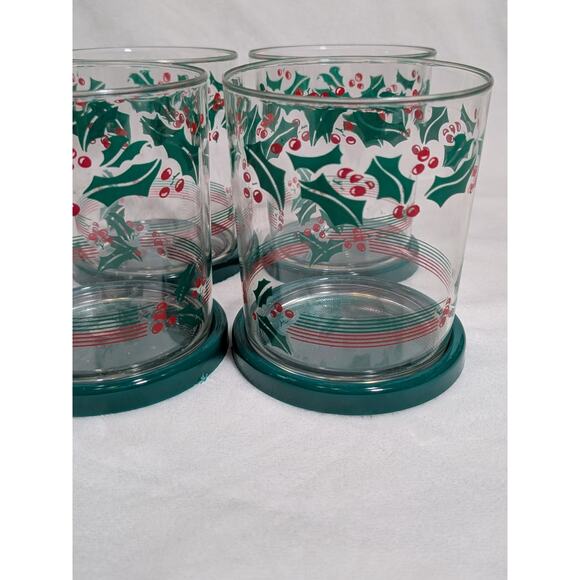 Vtg 11 Piece Acrylic Serving Set Tray Pitcher Cups Christmas Holly Leaves NOS - Picture 7 of 13